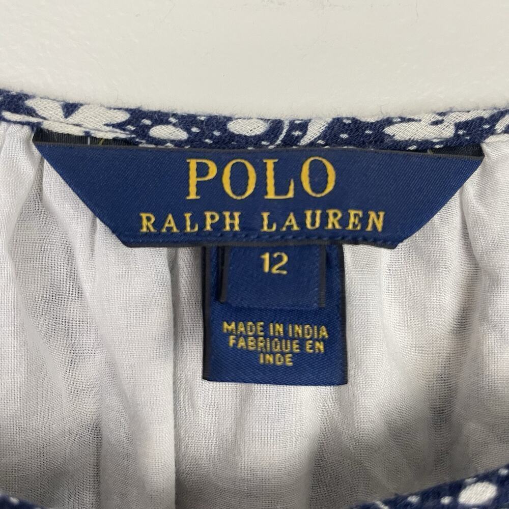 Polo Ralph Lauren Tiered Mini Dress Women Size 12 Navy Floral Western Festival - Picture 3 of 11